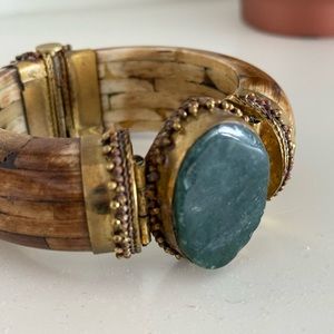 Vintage Wood Inlay Bangle